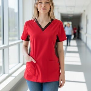 Chic Red V-Neck Women's Top